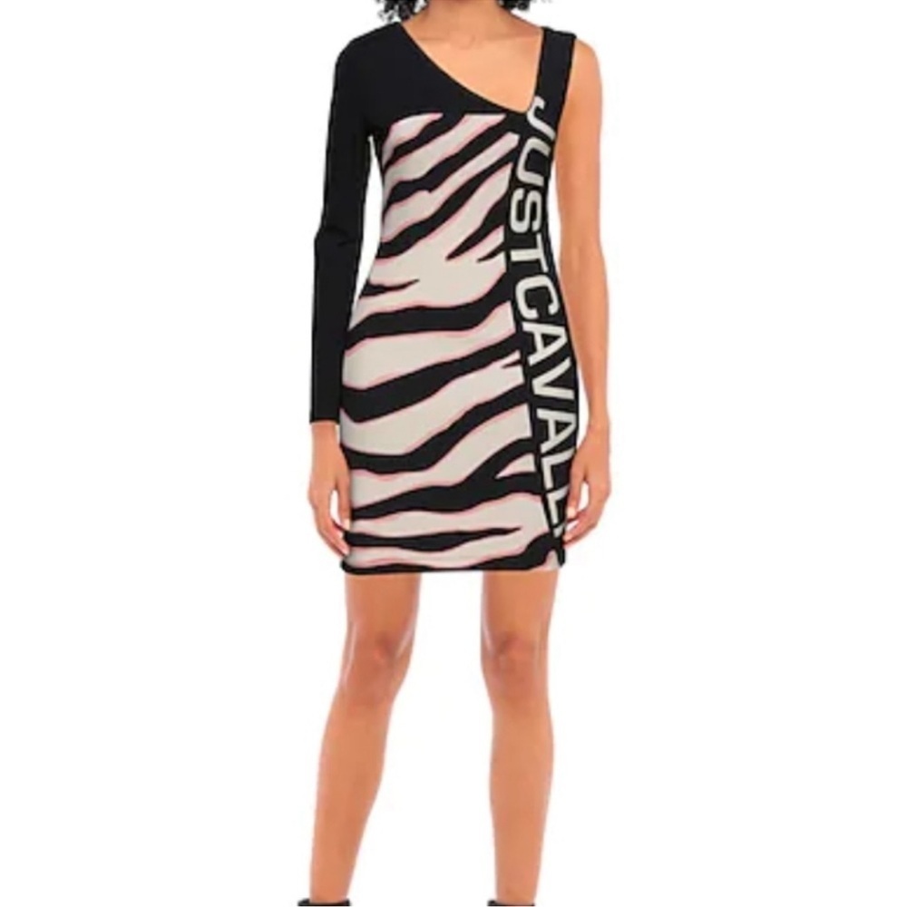 Just Cavalli Animal Print Asymmetrical Dress
